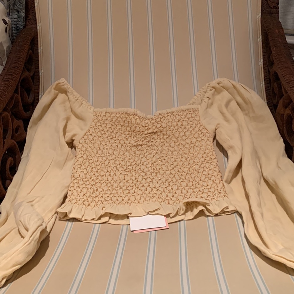 SPELL & THE GYPSY COLLECTIVE JESSE JANE CROPPED BLOUSE IN HONEY SIZE SMALL - Picture 6 of 15